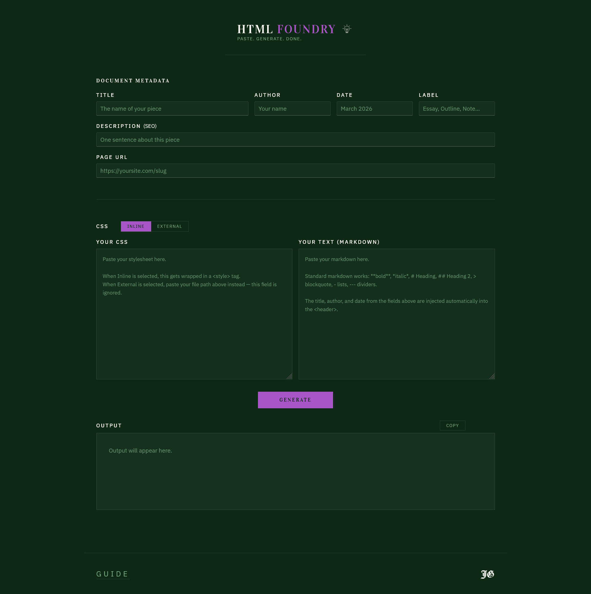 HTML Foundry Main Page